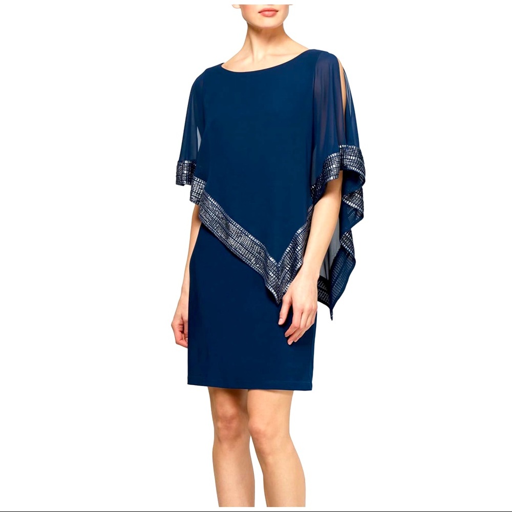 SLNY Foil Trim Popover Dress